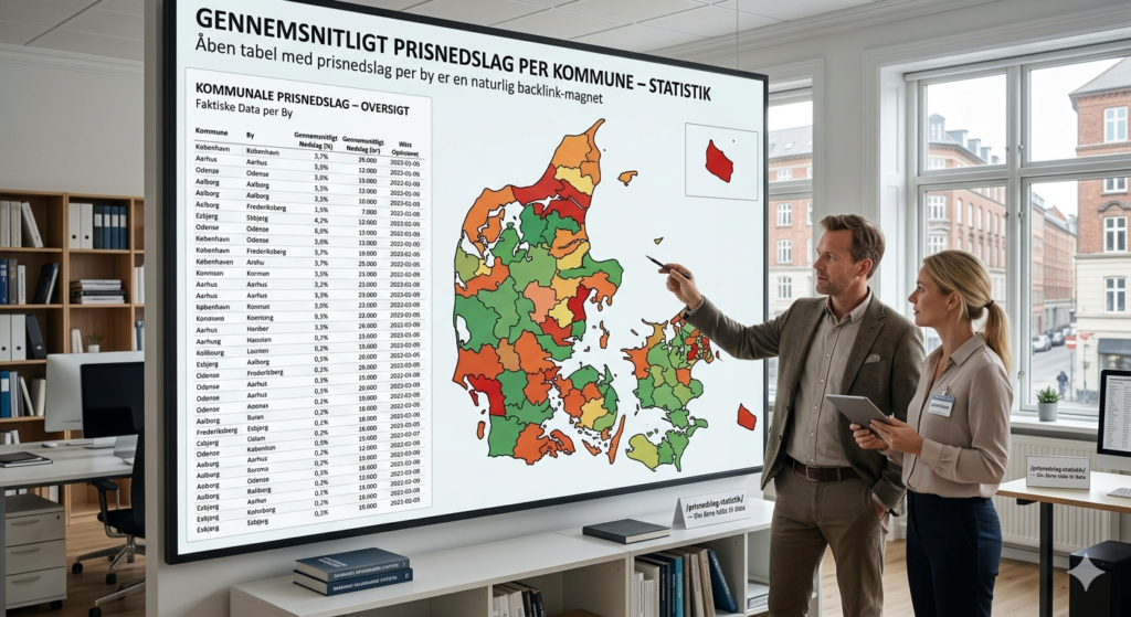 Gennemsnitligt prisnedslag per kommune