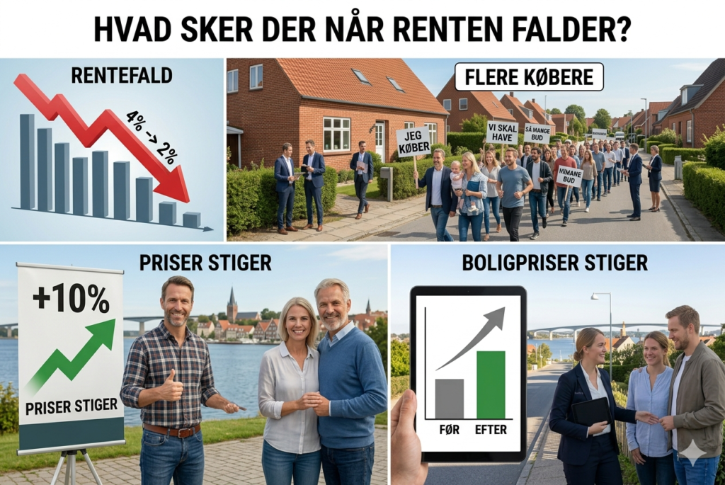 Hvad sker der med boligpriserne når renten falder?
